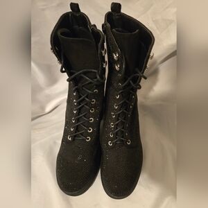 Madden Girl Black Lace-Up/Zip Up Women's Combat Boots